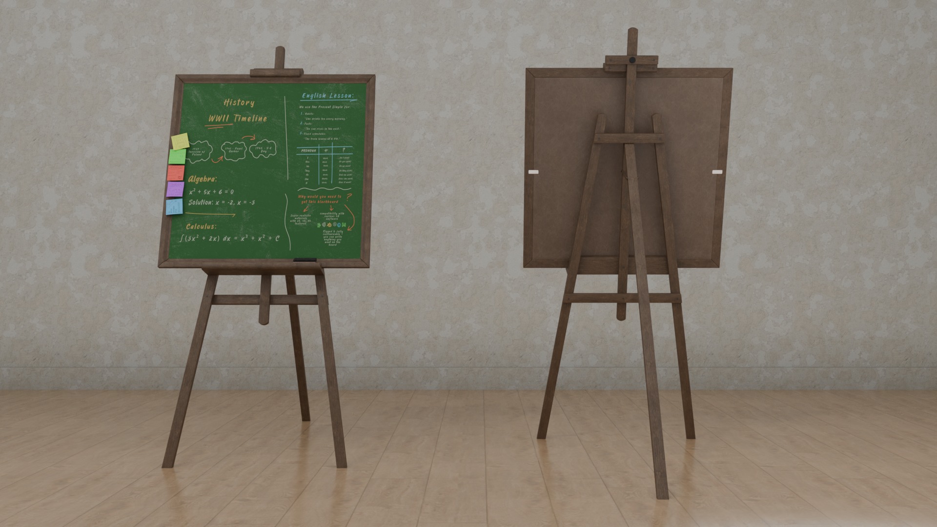 Professional Greenboard Trio - Customizable Writing Boards 3D Model Collection_15