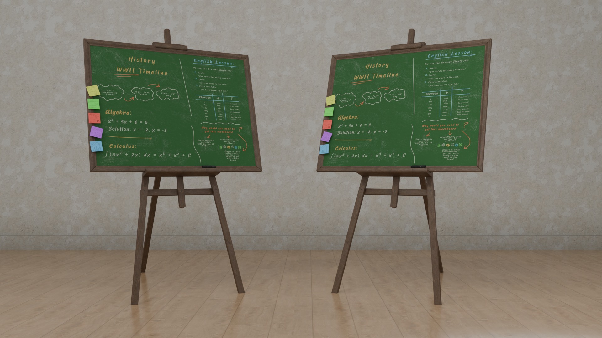 Professional Greenboard Trio - Customizable Writing Boards 3D Model Collection_6