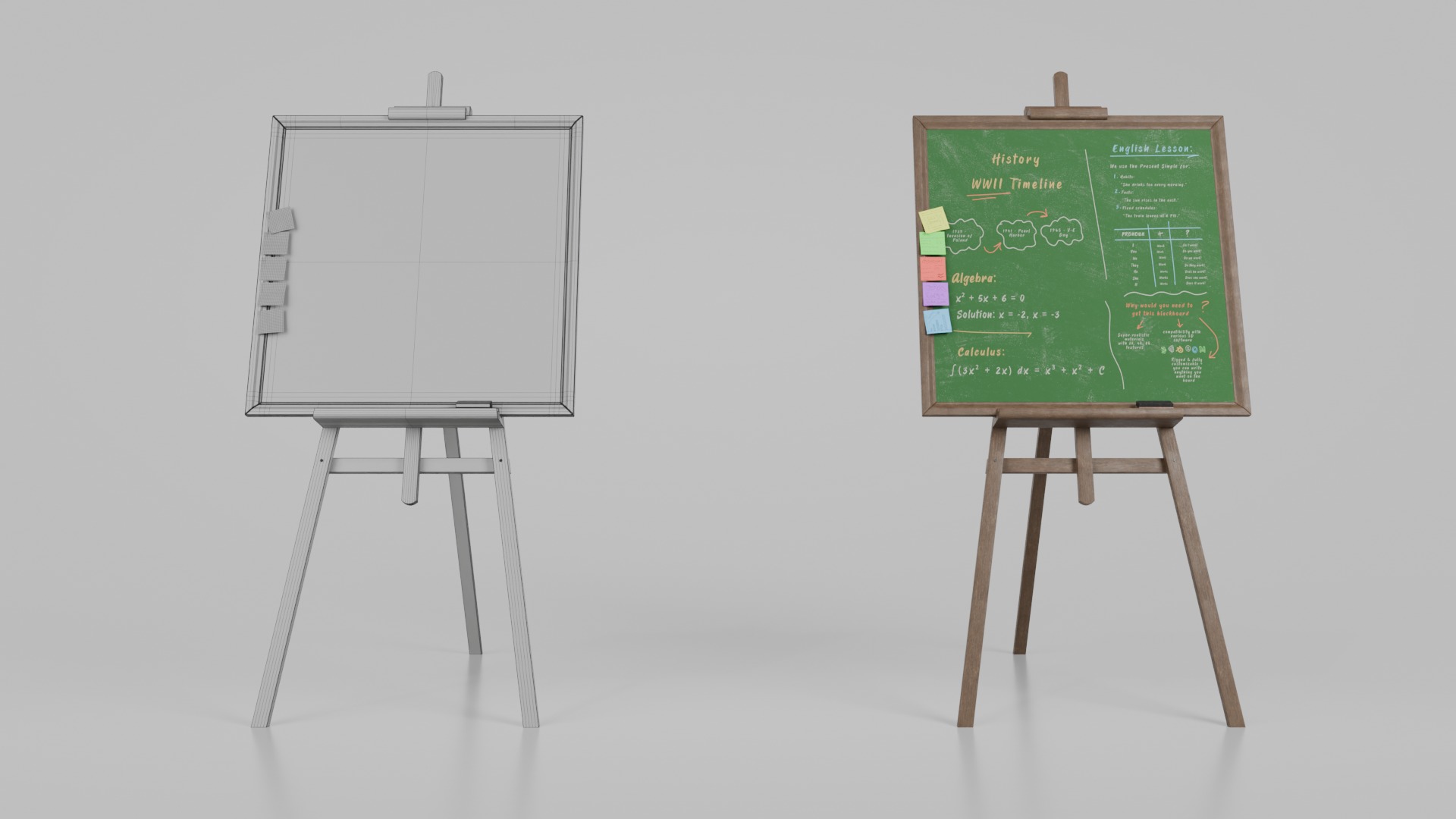 Compact Square Duo - Customizable Standing Writing Board Set 3D Model Collection_10