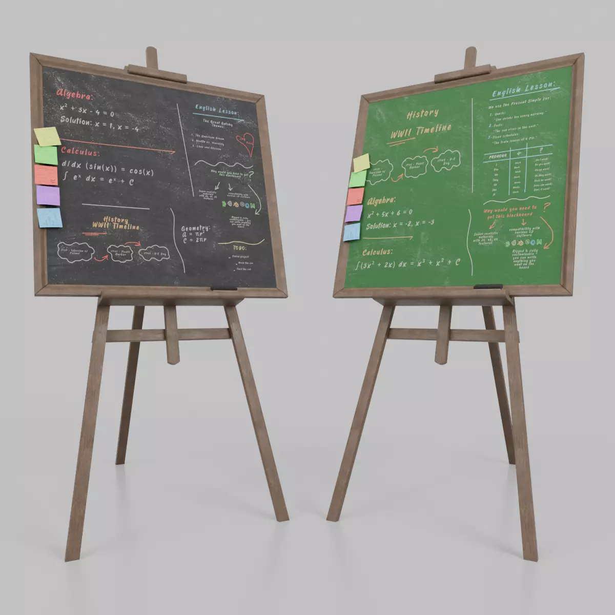 Compact Square Duo - Customizable Standing Writing Board Set 3D Model Collection_0