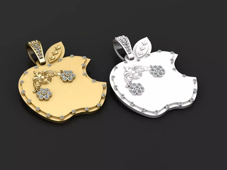 bitten apple pendant 3D print model