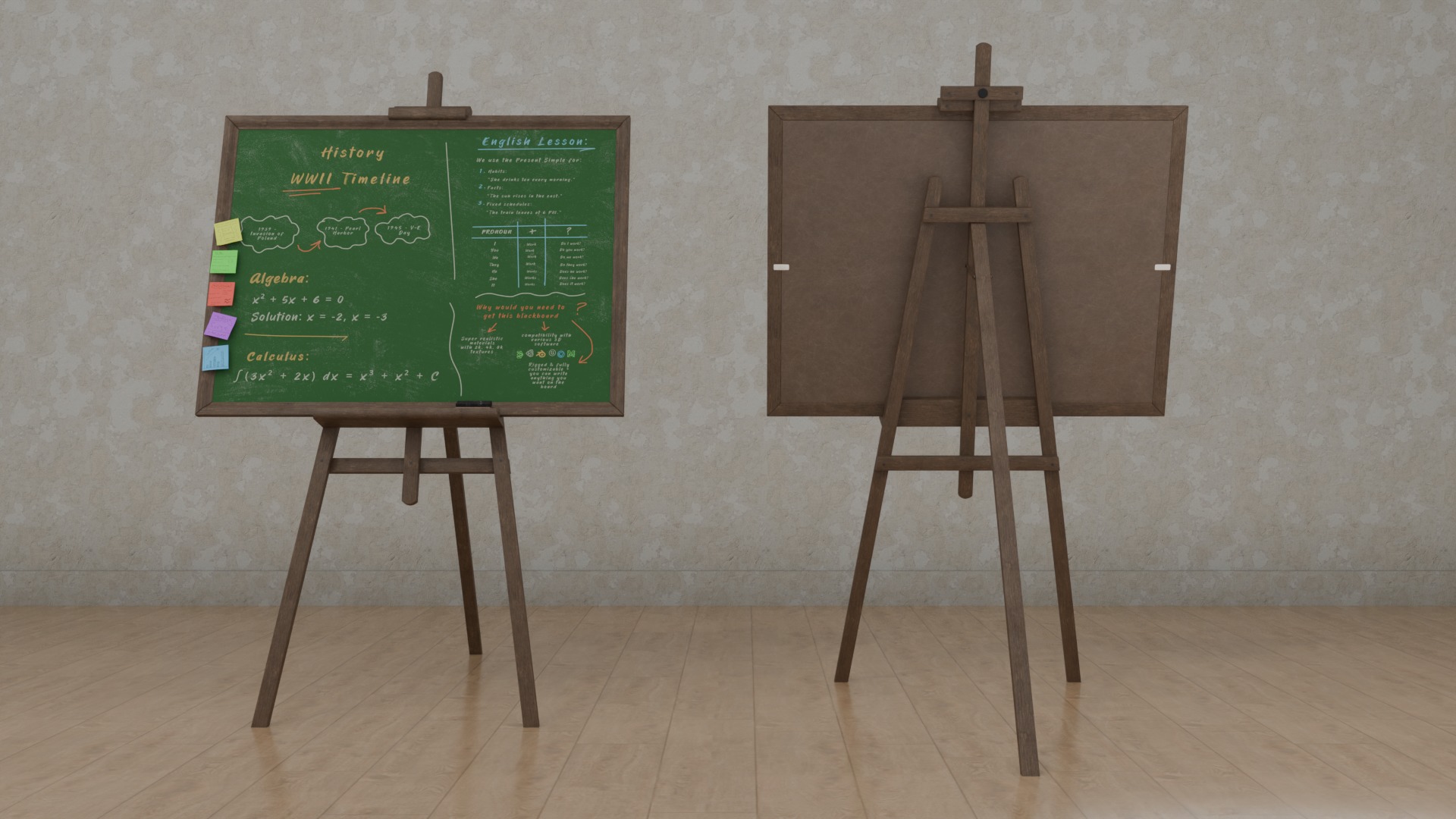 Standard Rectangular Duo - Customizable Writing Board Set 3D Model Collection_16