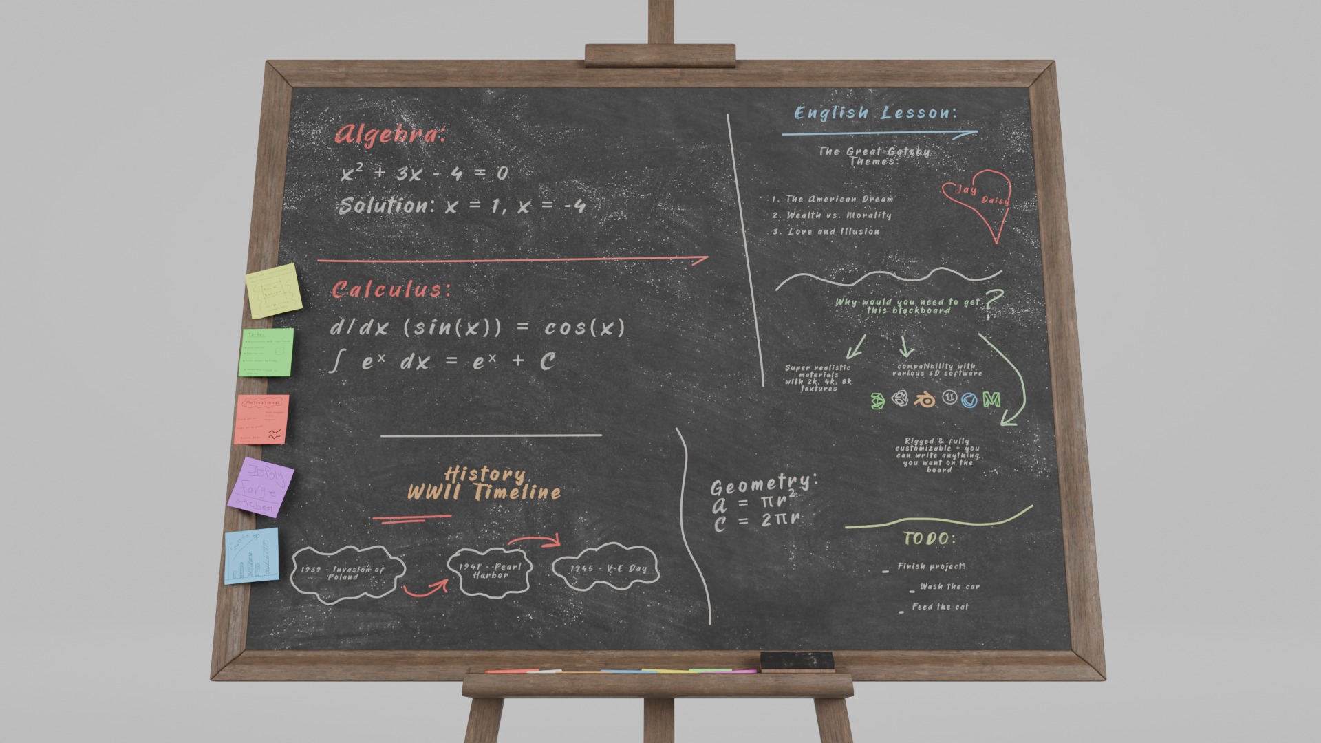 Standard Rectangular Duo - Customizable Writing Board Set 3D Model Collection_9