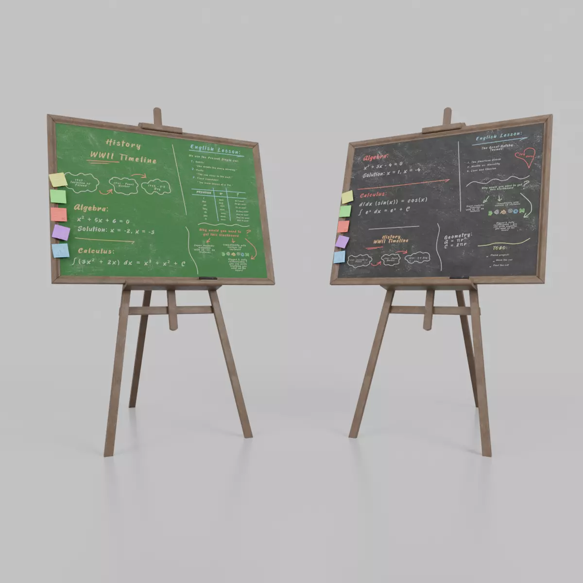 Standard Rectangular Duo - Customizable Writing Board Set 3D Model Collection_0