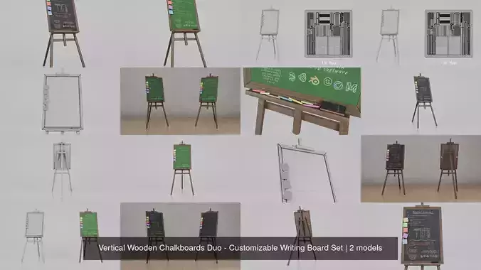 Vertical Wooden Chalkboards Duo - Customizable Writing Board Set