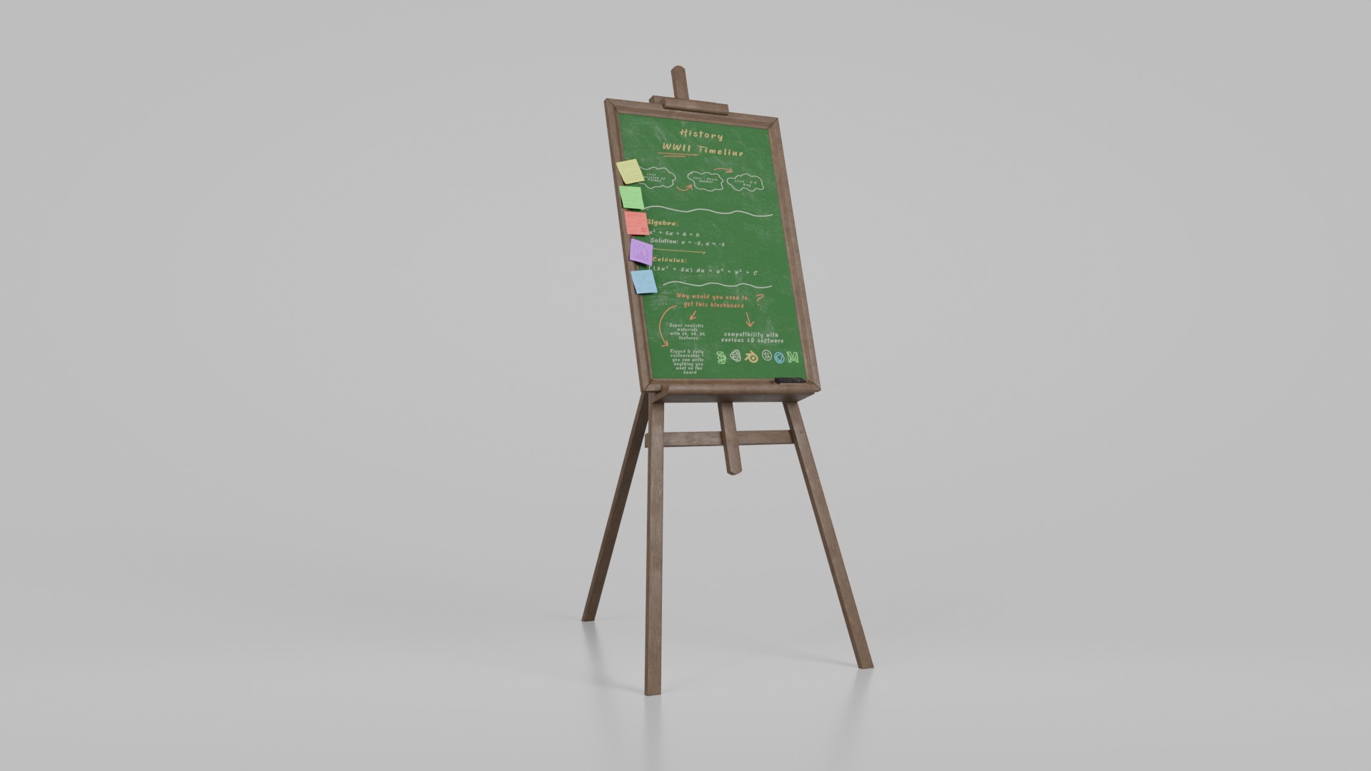 Vertical Wooden Chalkboards Duo - Customizable Writing Board Set 3D Model Collection_12