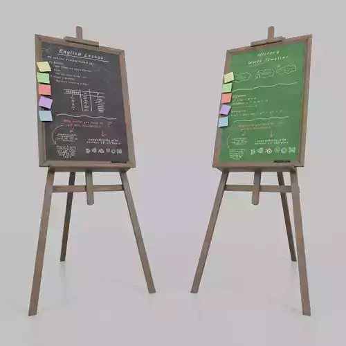 Vertical Wooden Chalkboards Duo - Customizable Writing Board Set 3D Model Collection