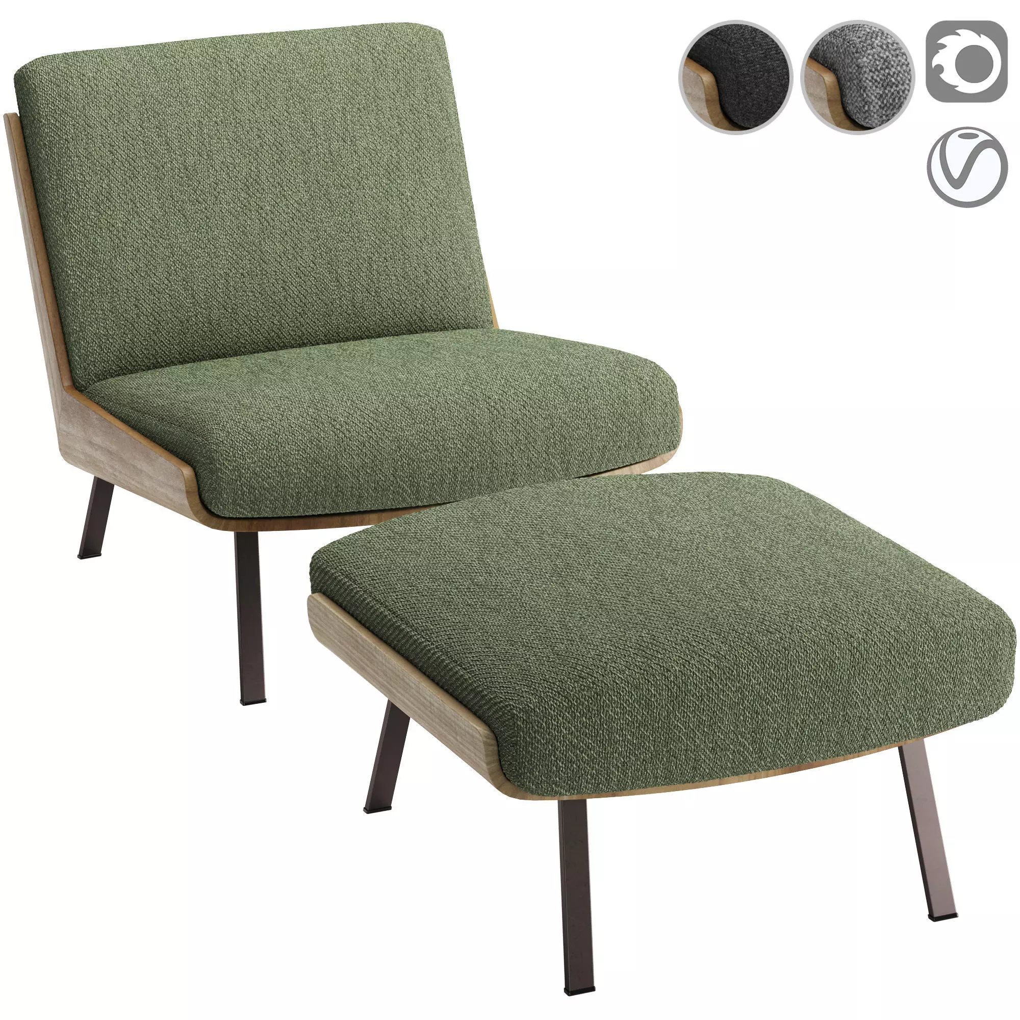 Daiki Outdoor Armchair without Armrest 3D model