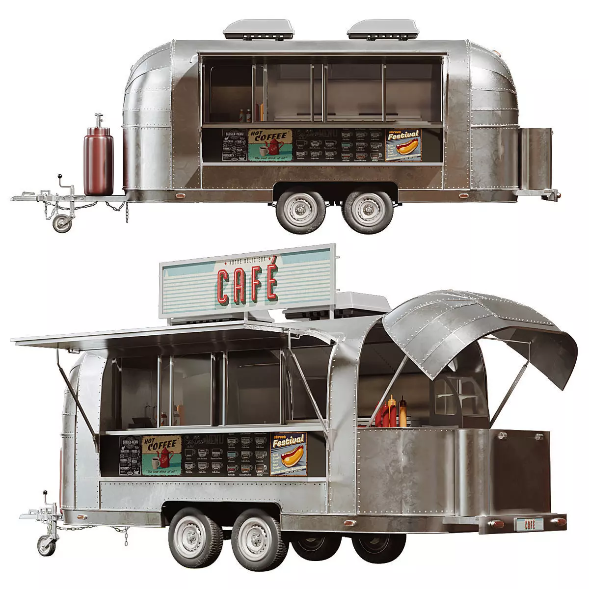Foodtruck Bar Low-poly 3D model