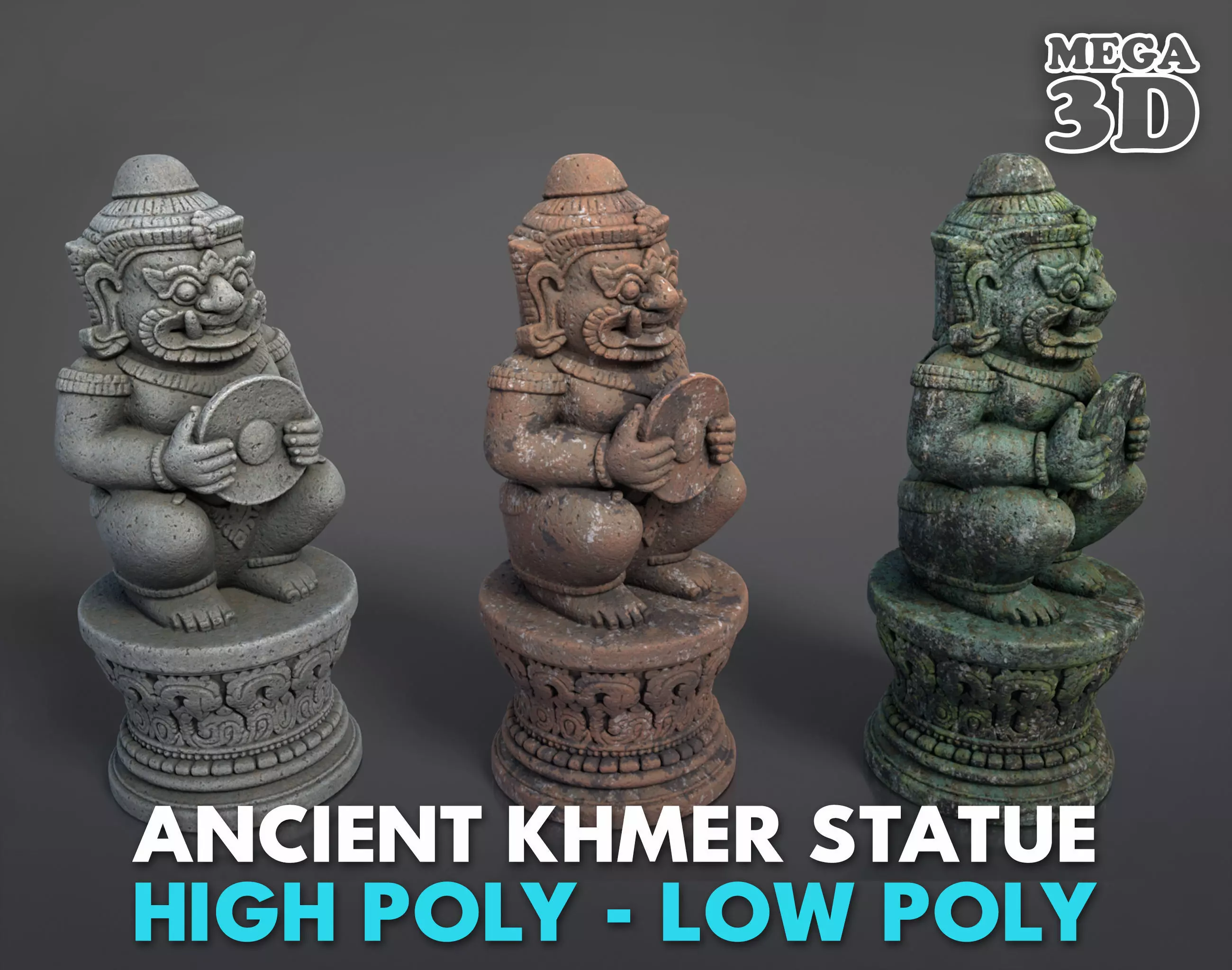 Ancient Khmer Statue14-250523 Low-poly 3D model_0