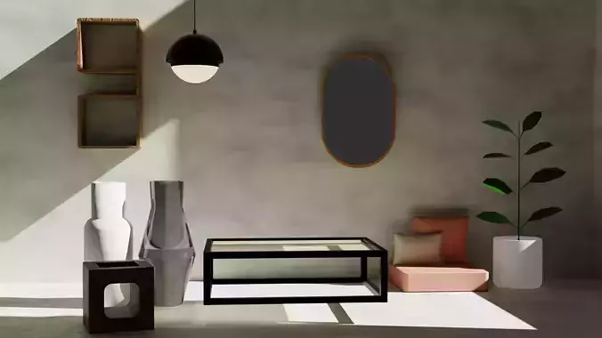 Minimalist Living Room Decor Pack - Modern Interior Assets