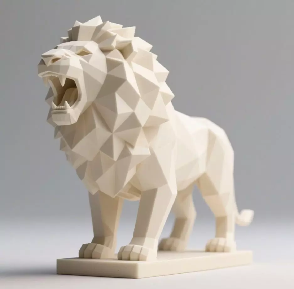 217 Low Poly Roaring Lion lowpoly character monster fantasy art 3D print model_0