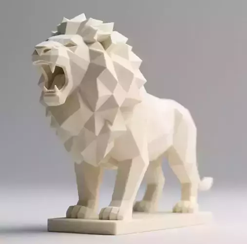 217 Low Poly Roaring Lion lowpoly character monster fantasy art
