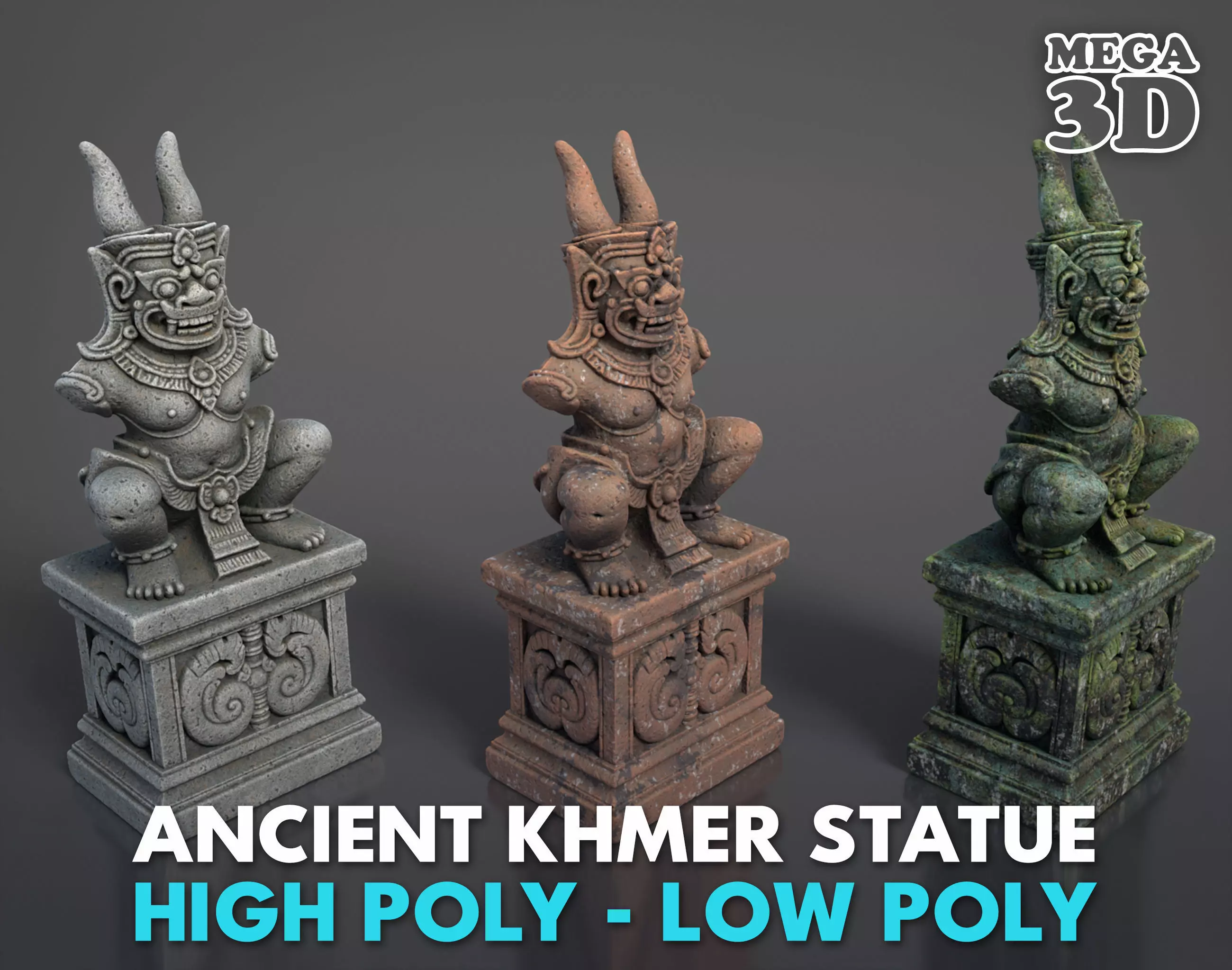 Ancient Khmer Statue15-250523 Low-poly 3D model_0