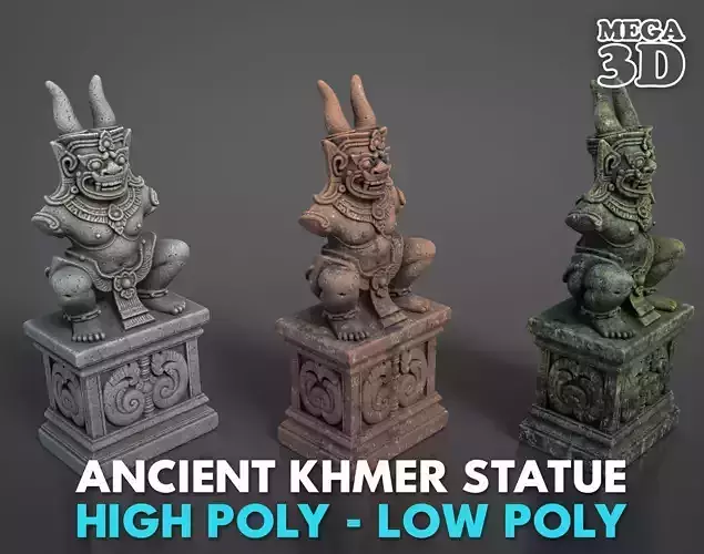 Ancient Khmer Statue15-250523 Low-poly 3D model