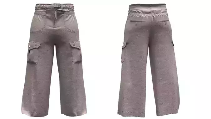 Women Wide Pocket Baggy Pants CLO Marvelous Designer FBX OBJ