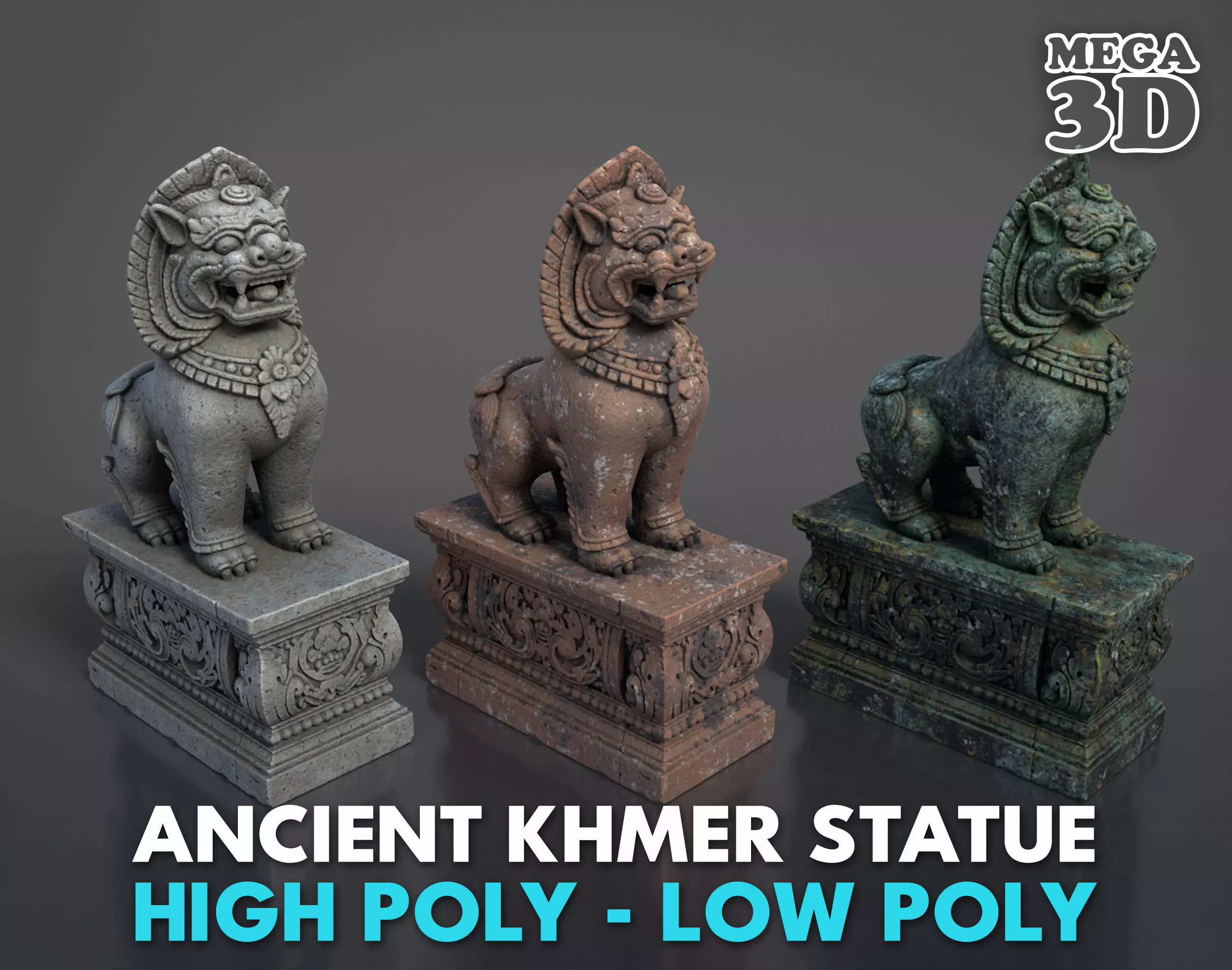 Ancient Khmer Statue16-250523 Low-poly 3D model_0