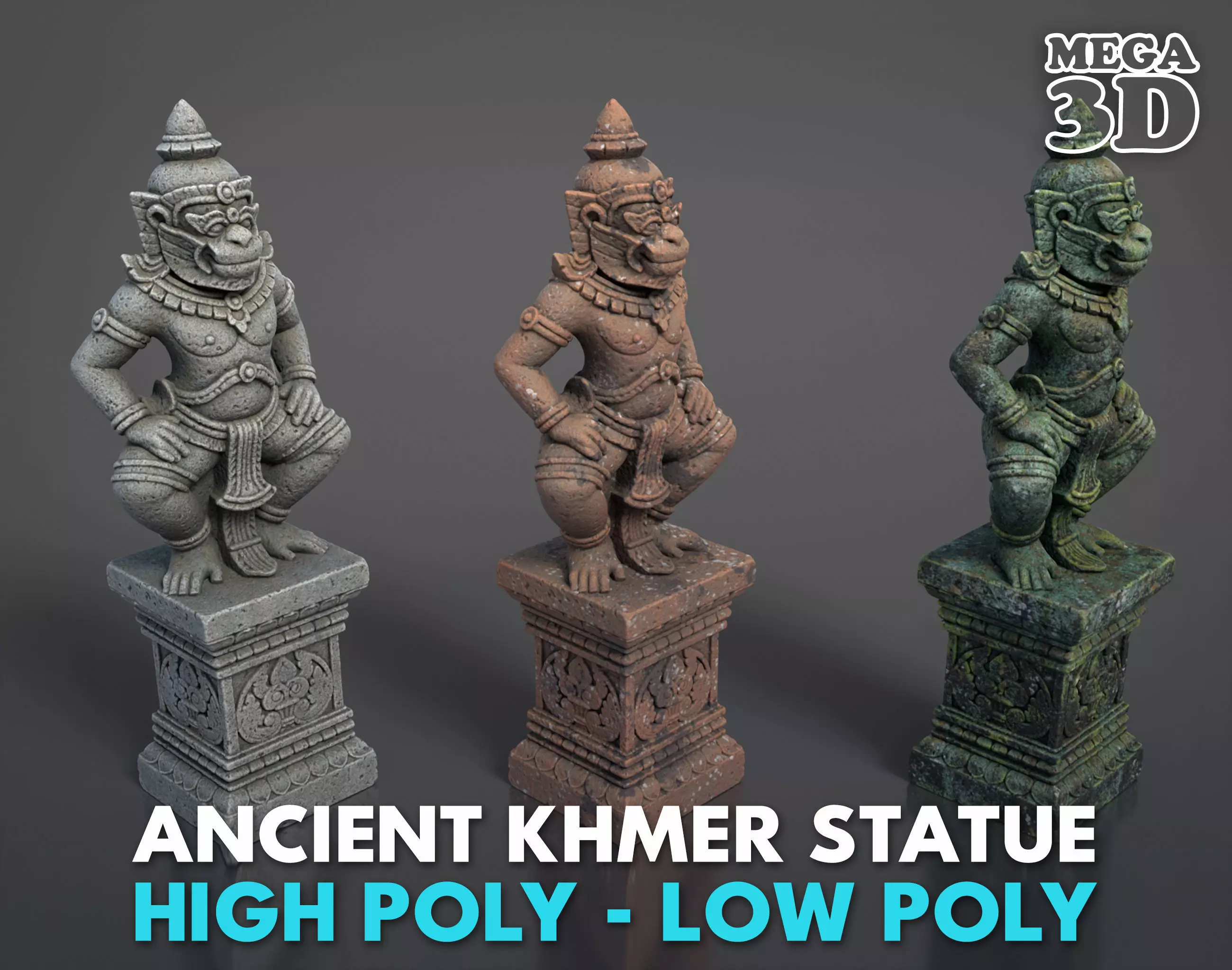 Ancient Khmer Statue17-250523 Low-poly 3D model_0