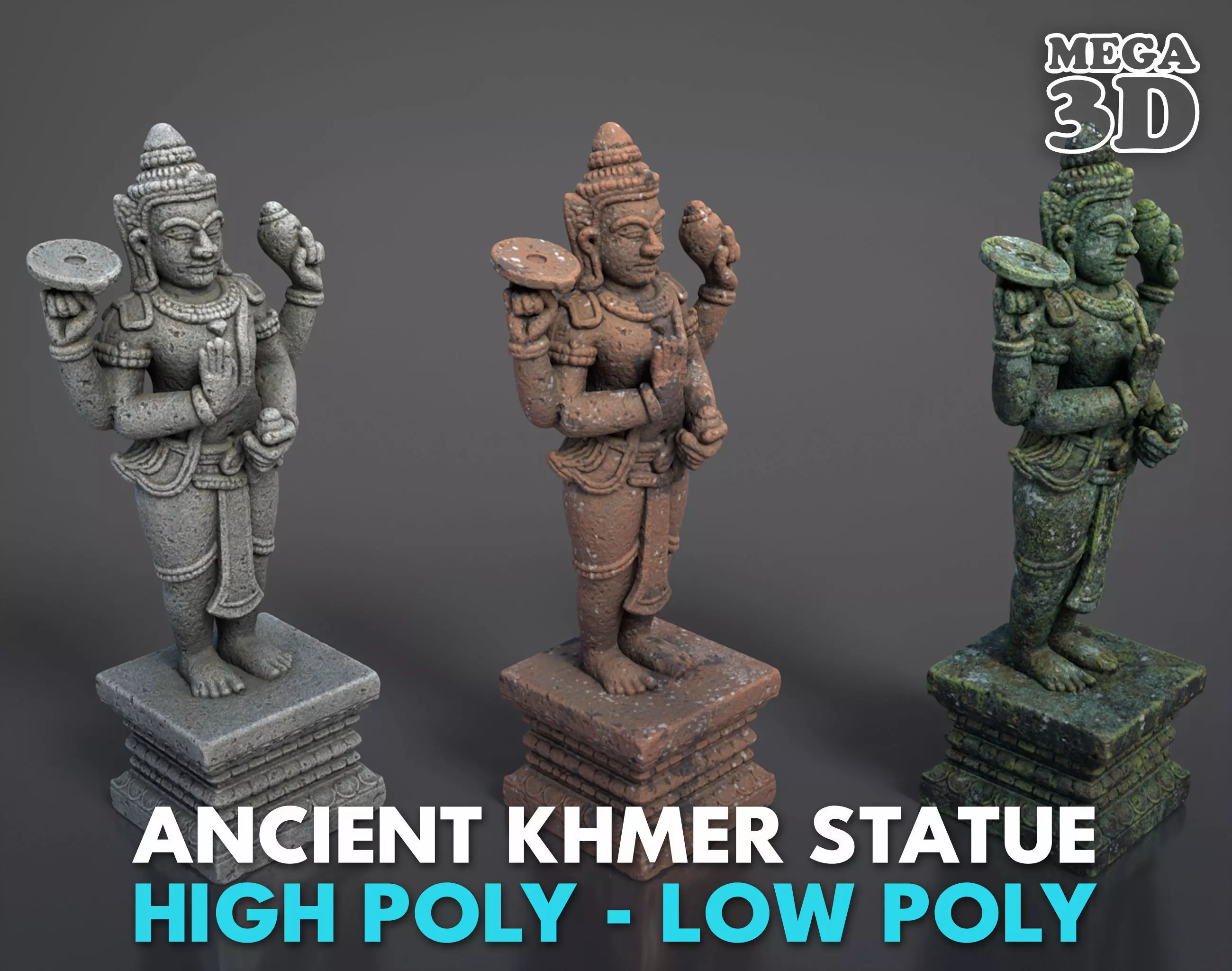Ancient Khmer Statue18-250523 Low-poly 3D model_0