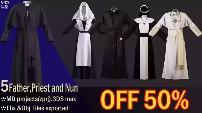 5 Father priest and nun outfit