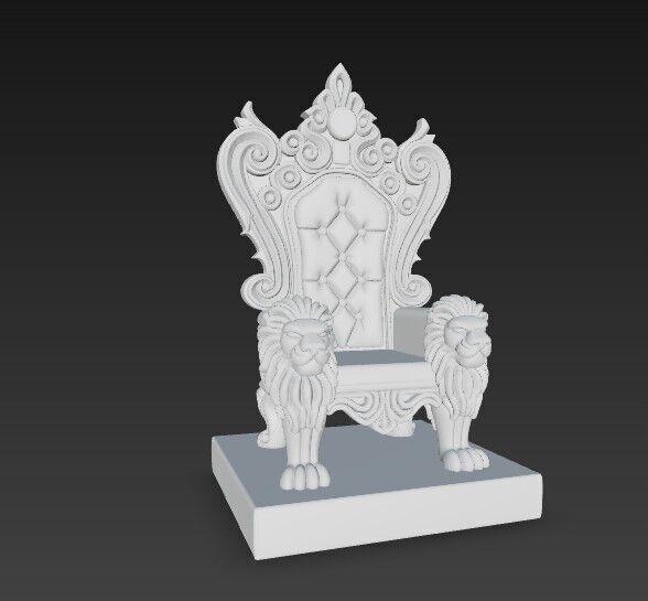 3D Printable Baroque Style Royal Throne with Lion Figures 3D model_11