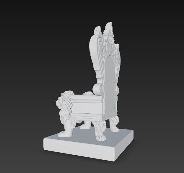 3D Printable Baroque Style Royal Throne with Lion Figures 3D model_8