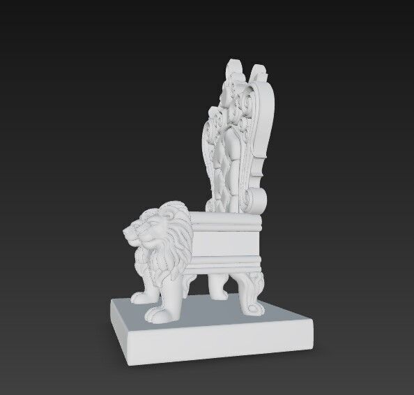 3D Printable Baroque Style Royal Throne with Lion Figures 3D model_9