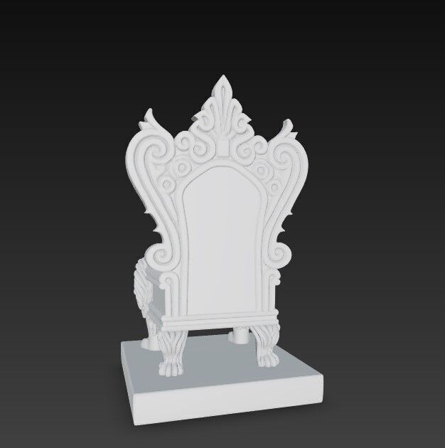3D Printable Baroque Style Royal Throne with Lion Figures 3D model_7