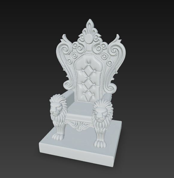 3D Printable Baroque Style Royal Throne with Lion Figures 3D model_19