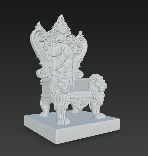 3D Printable Baroque Style Royal Throne with Lion Figures 3D model_12