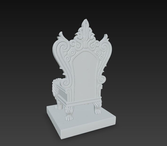 3D Printable Baroque Style Royal Throne with Lion Figures 3D model_16