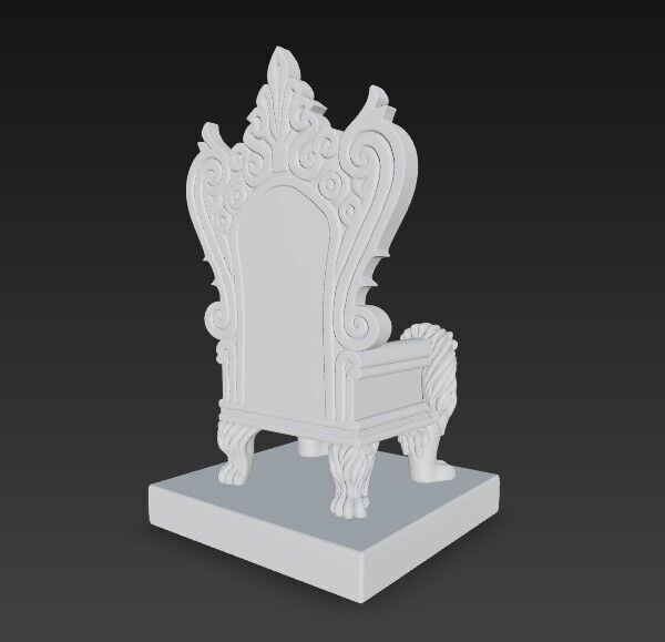 3D Printable Baroque Style Royal Throne with Lion Figures 3D model_6