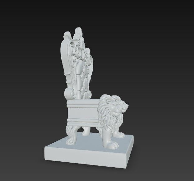 3D Printable Baroque Style Royal Throne with Lion Figures 3D model_13