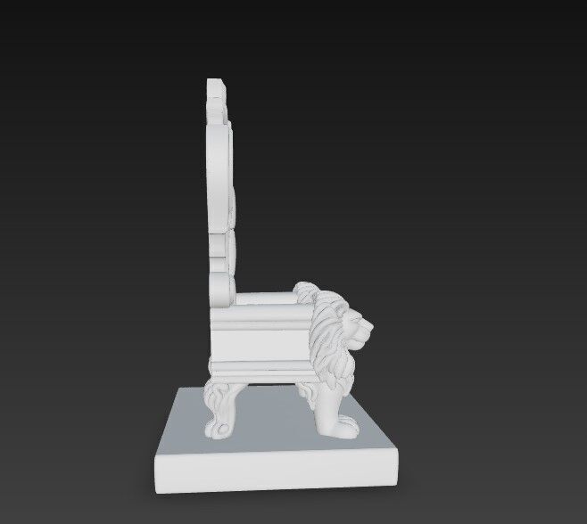3D Printable Baroque Style Royal Throne with Lion Figures 3D model_5