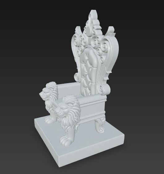 3D Printable Baroque Style Royal Throne with Lion Figures 3D model_18