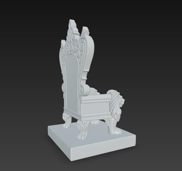 3D Printable Baroque Style Royal Throne with Lion Figures 3D model_14