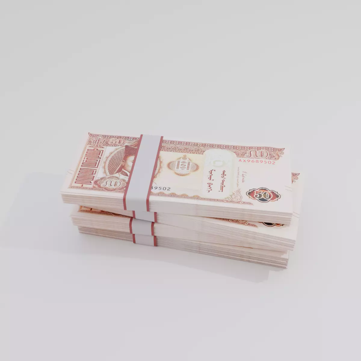 50 Mongolian Tugrik Currency Low-poly 3D model_0