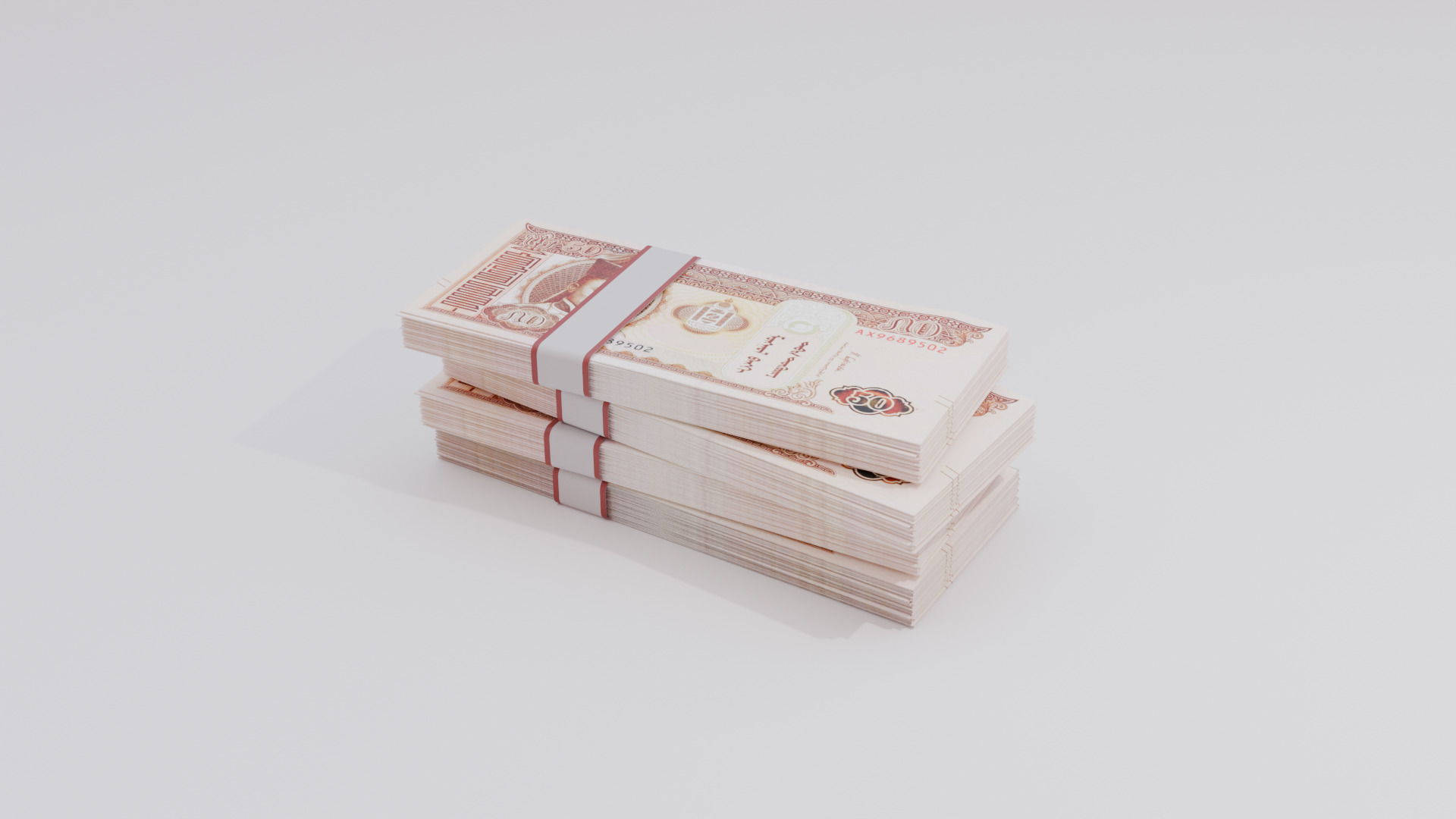 50 Mongolian Tugrik Currency Low-poly 3D model_1