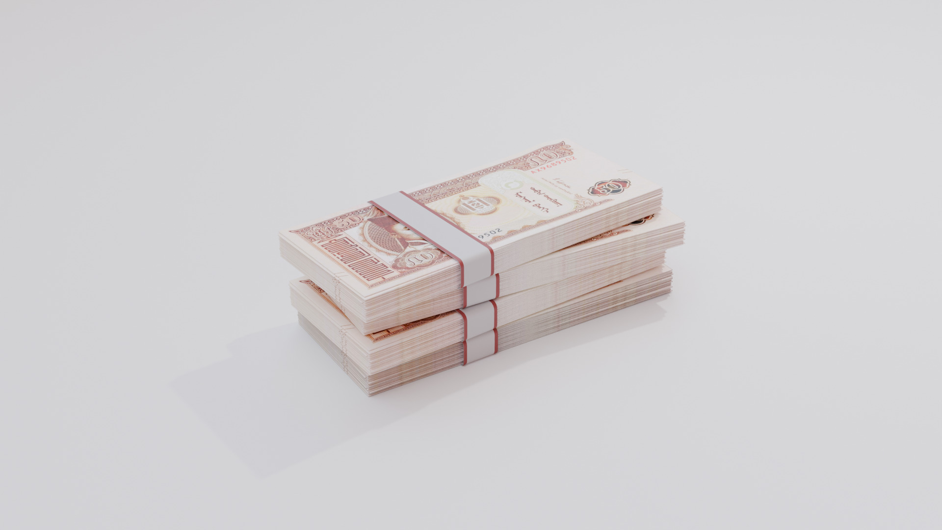 50 Mongolian Tugrik Currency Low-poly 3D model_2
