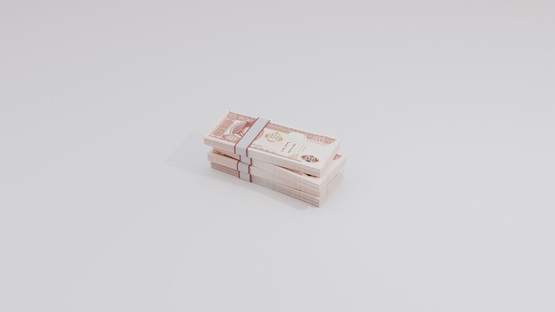 50 Mongolian Tugrik Currency Low-poly 3D model_4