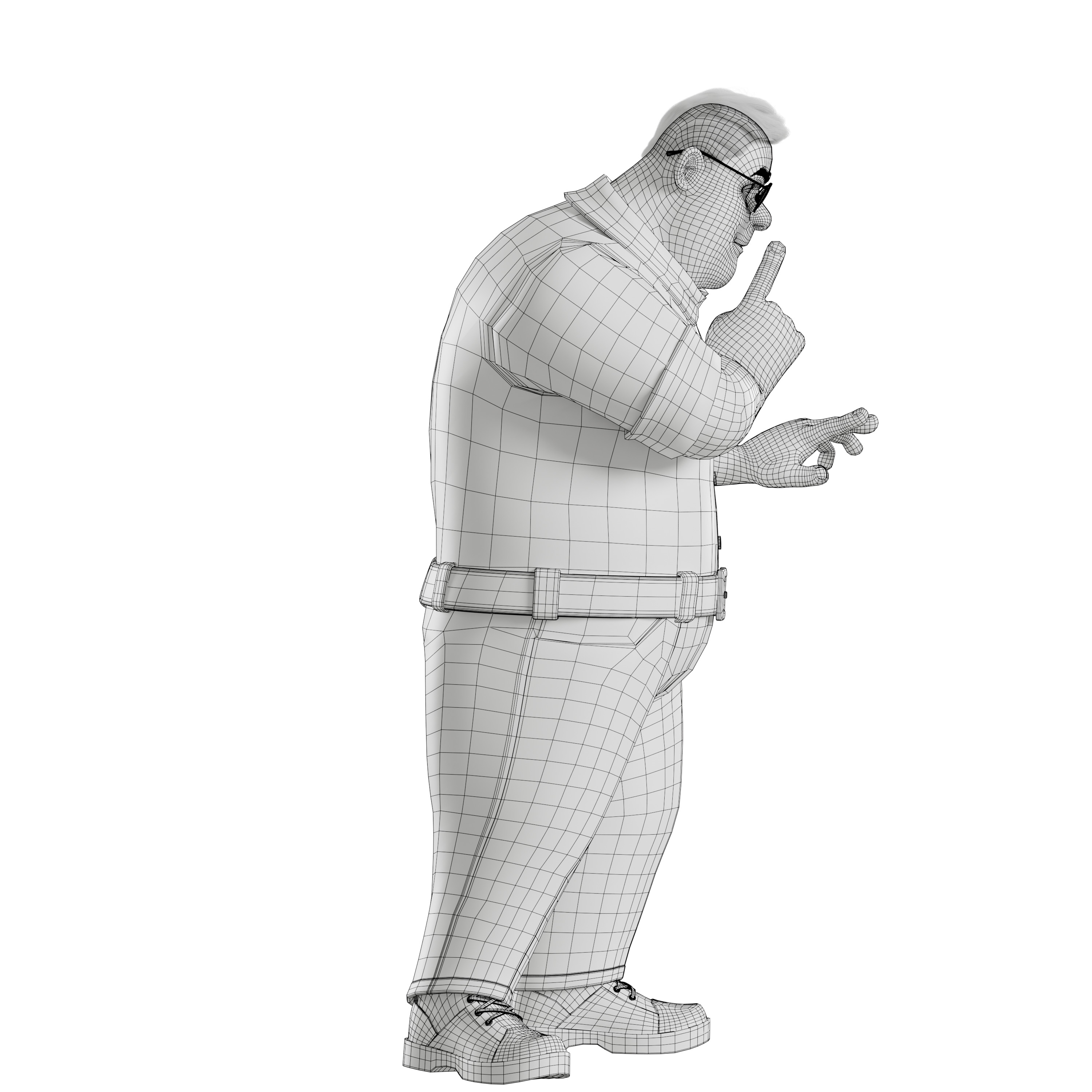 Cartoon Fat Man Character Rigged 3D model_32