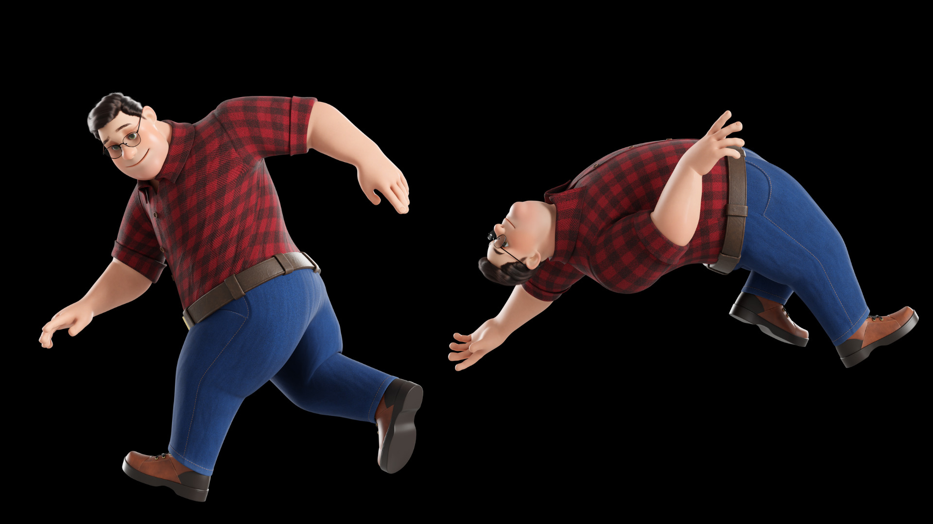 Cartoon Fat Man Character Rigged 3D model_20