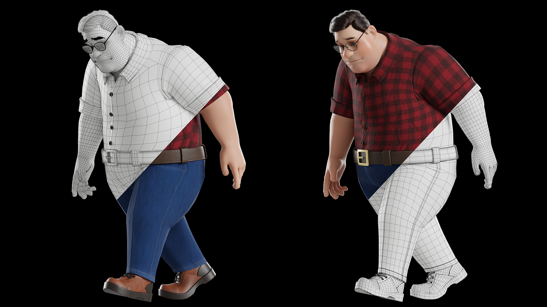 Cartoon Fat Man Character Rigged 3D model_17