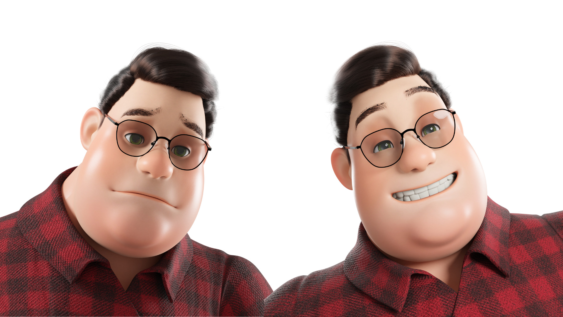 Cartoon Fat Man Character Rigged 3D model_24