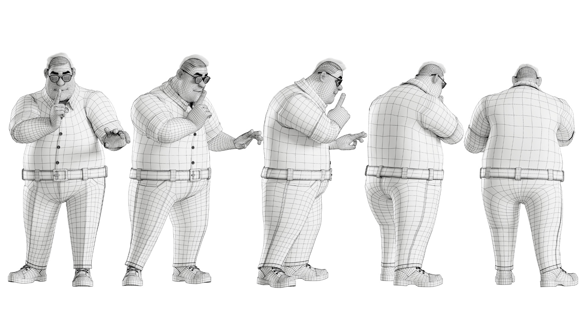 Cartoon Fat Man Character Rigged 3D model_10