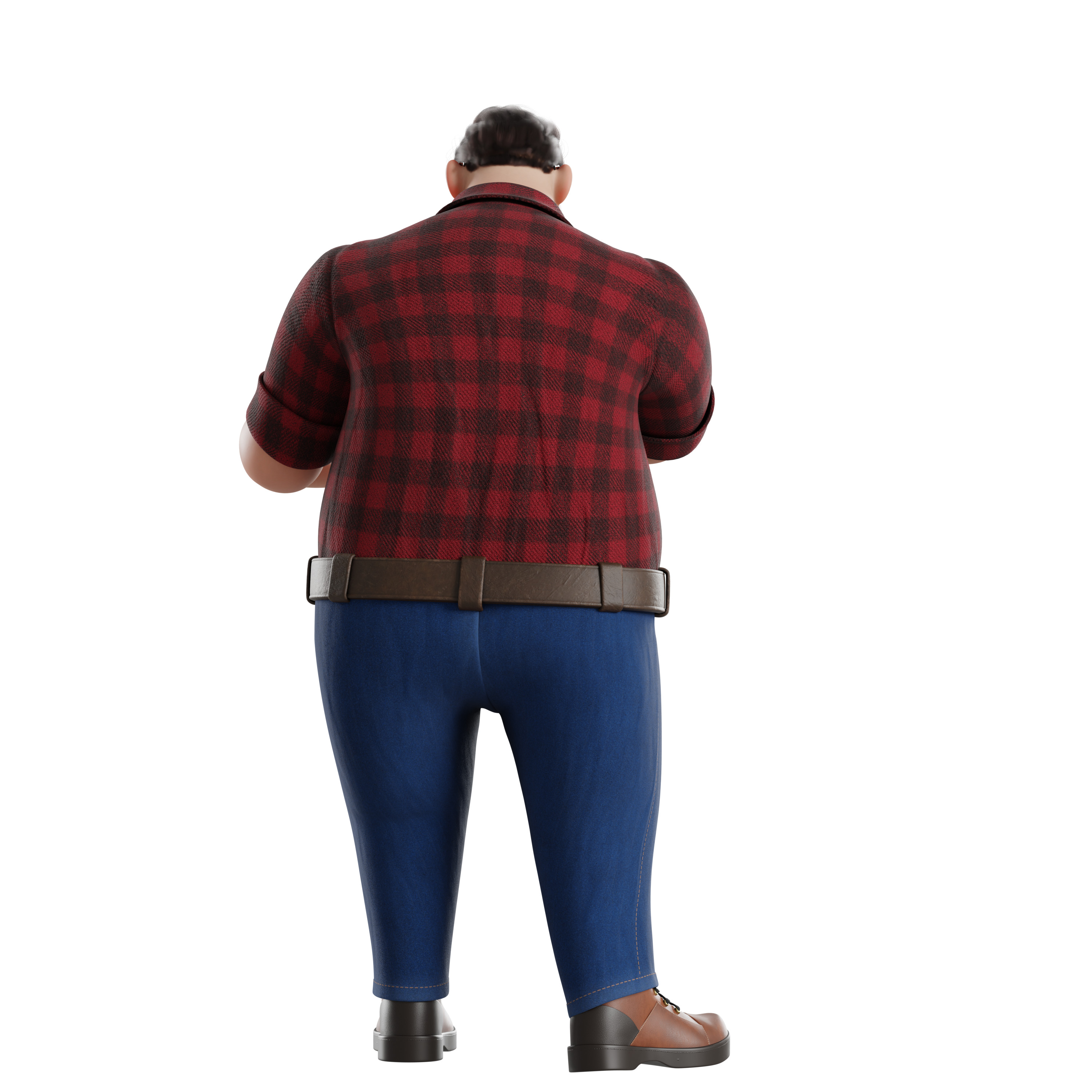 Cartoon Fat Man Character Rigged 3D model_37