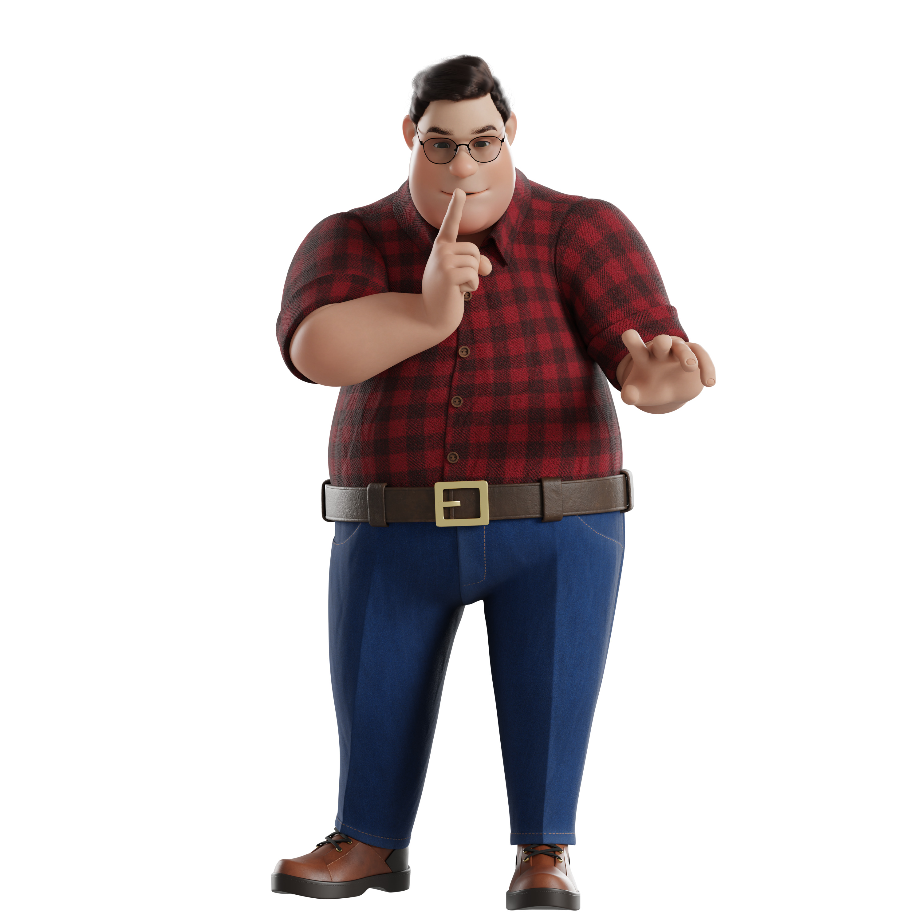 Cartoon Fat Man Character Rigged 3D model_27