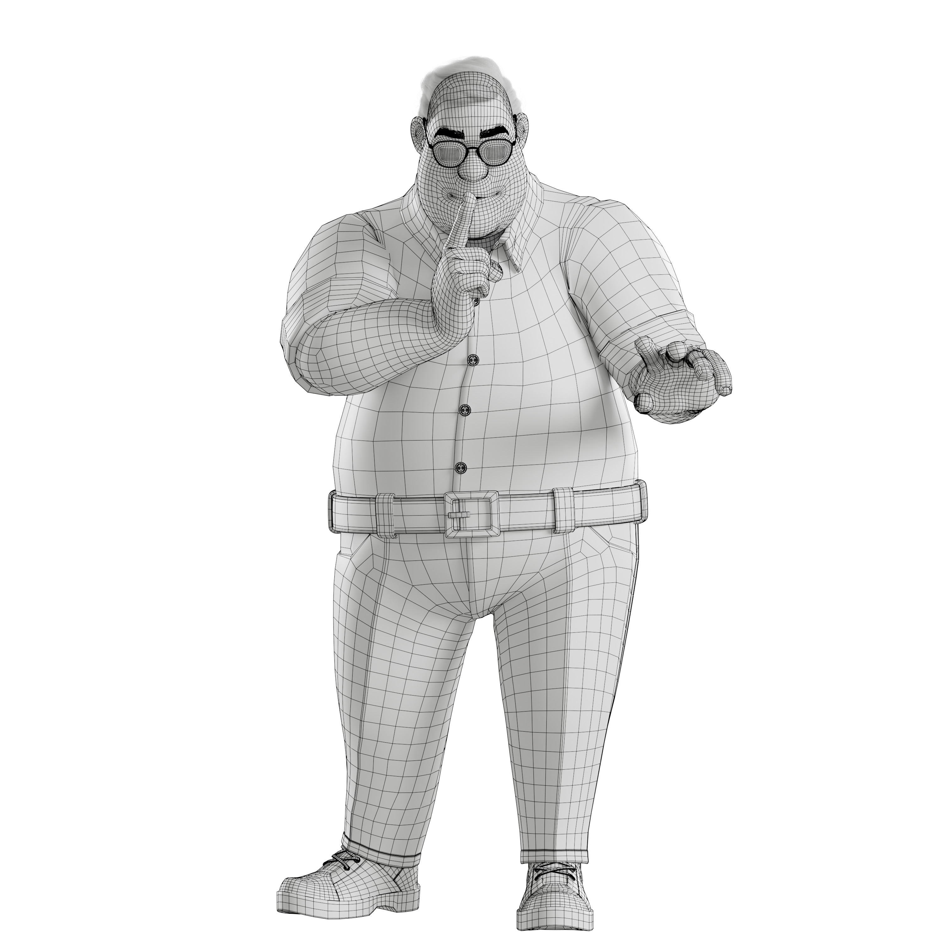 Cartoon Fat Man Character Rigged 3D model_28