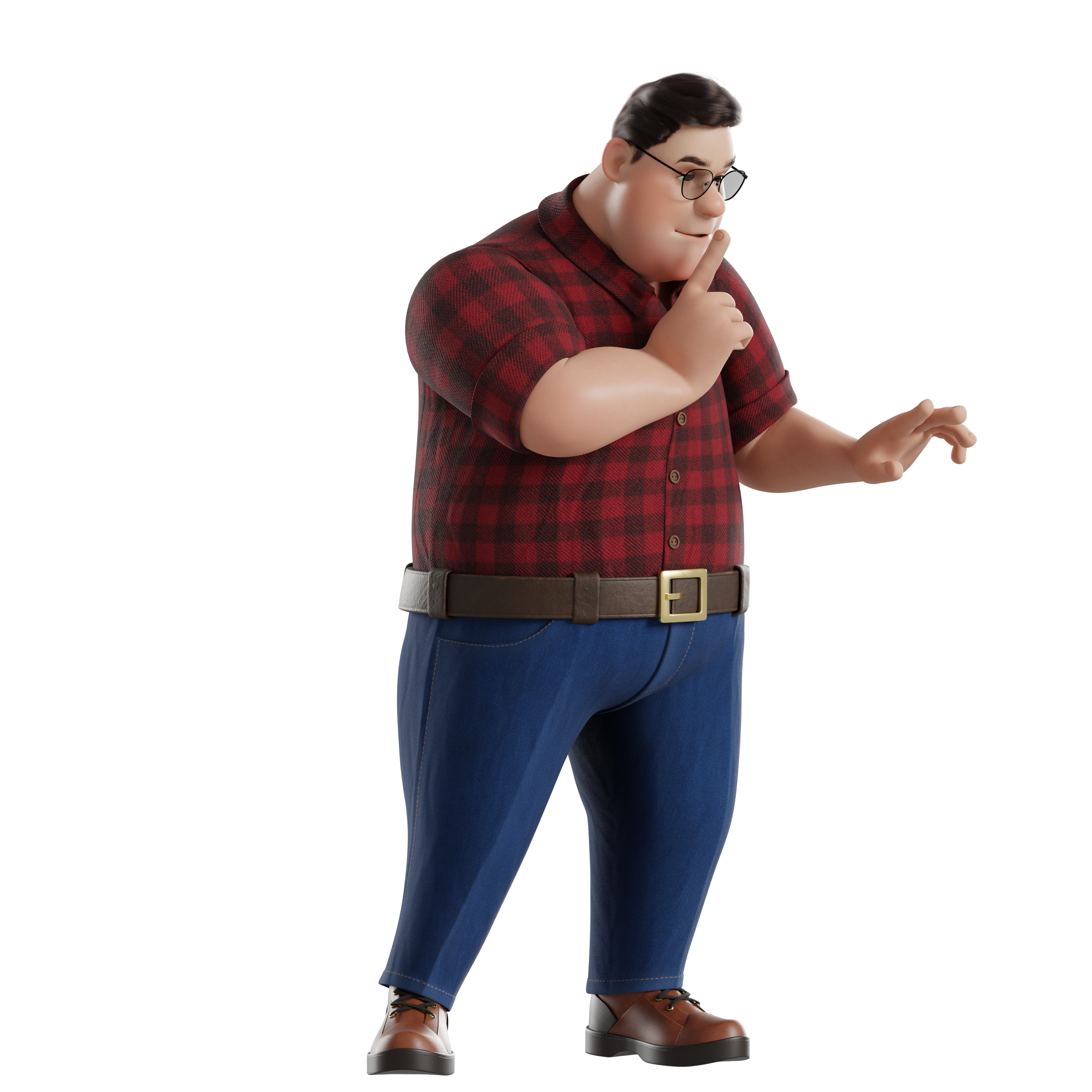 Cartoon Fat Man Character Rigged 3D model_29