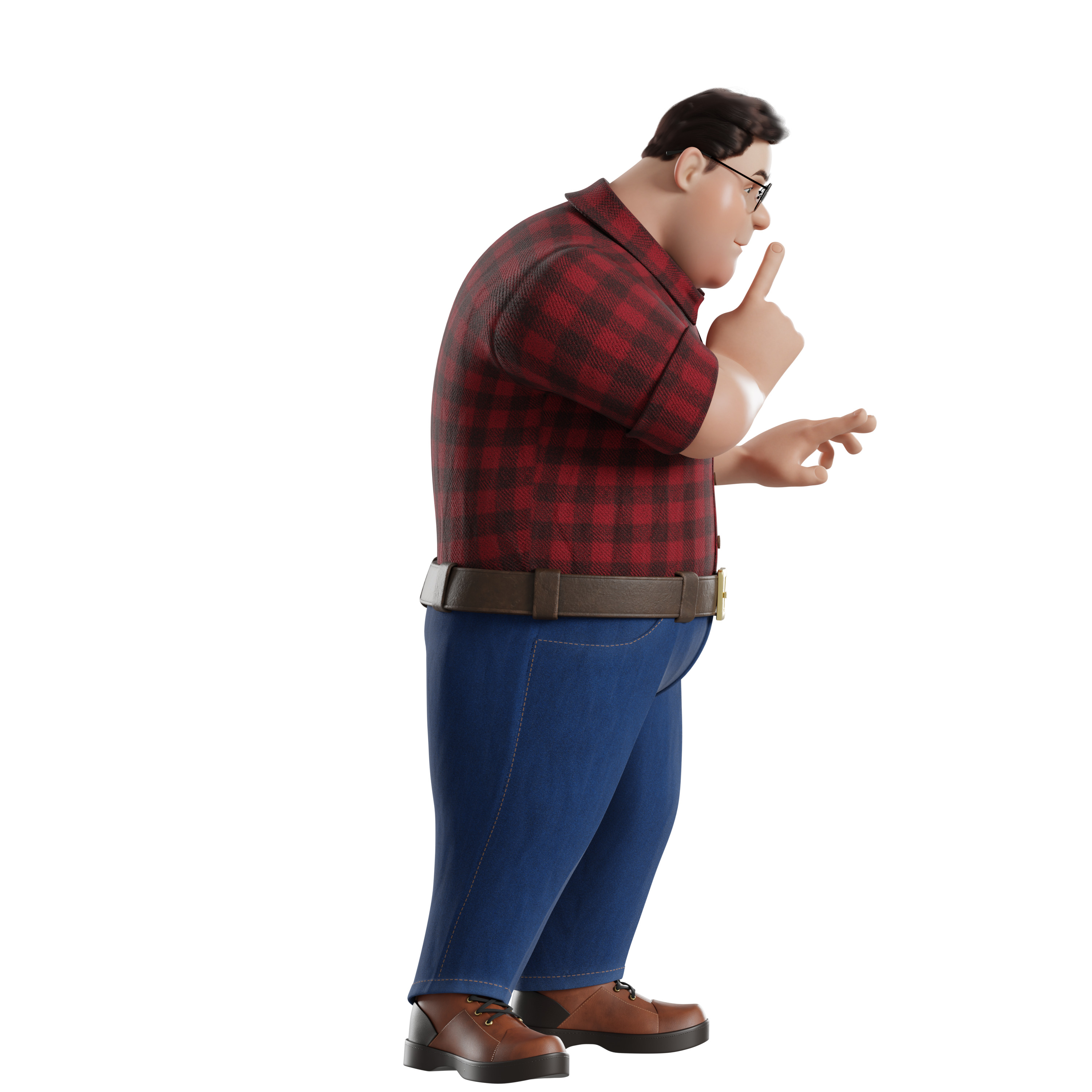 Cartoon Fat Man Character Rigged 3D model_31